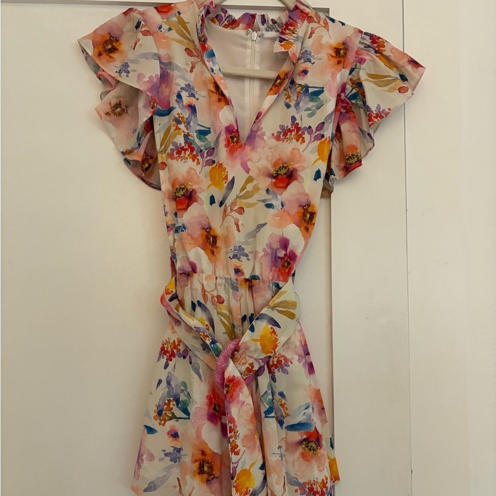 Lavender Brown Vibrant Floral Dress